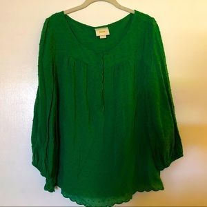 Maeve from Anthropologie blouse. Gently used Kelly green Swiss dot.